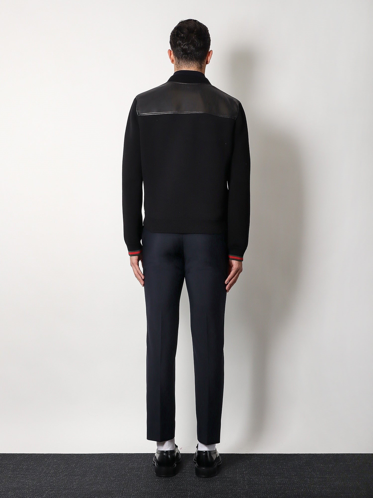 Gucci Men's Leather and Wool Jacket Black