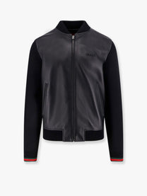 Gucci Men's Bimaterial Bomber Jacket Black