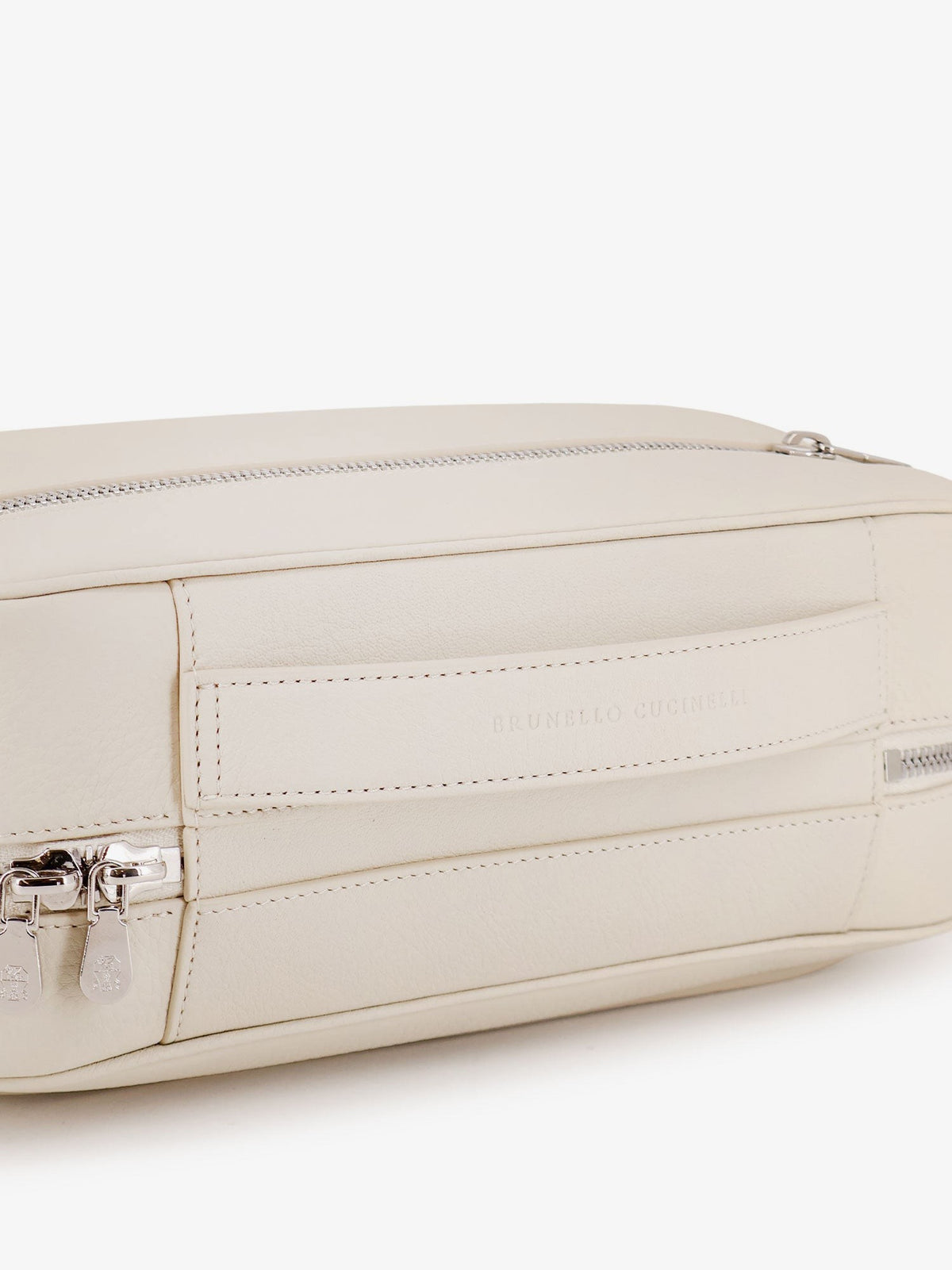 Brunello Cucinelli Men's Leather Beauty Case Ghiaccio, view 4