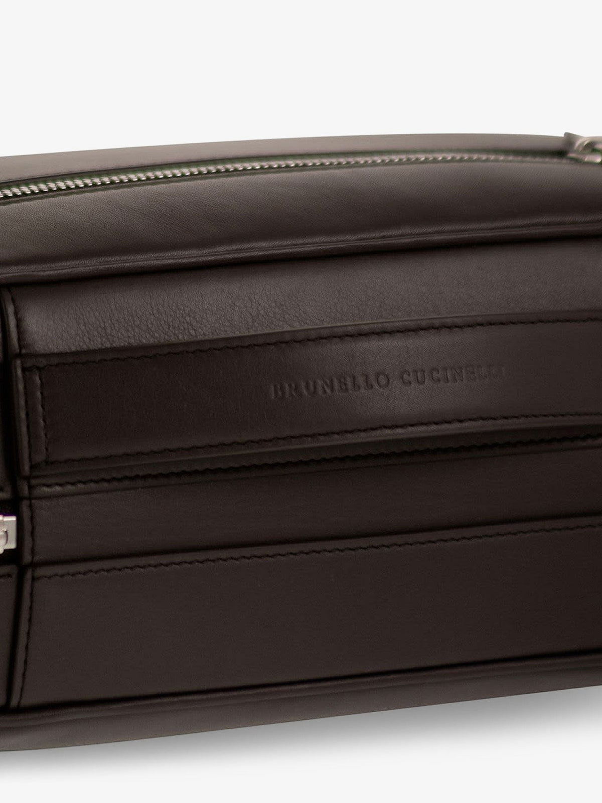 Brunello Cucinelli Men's Leather Beauty Case Gold, view 4