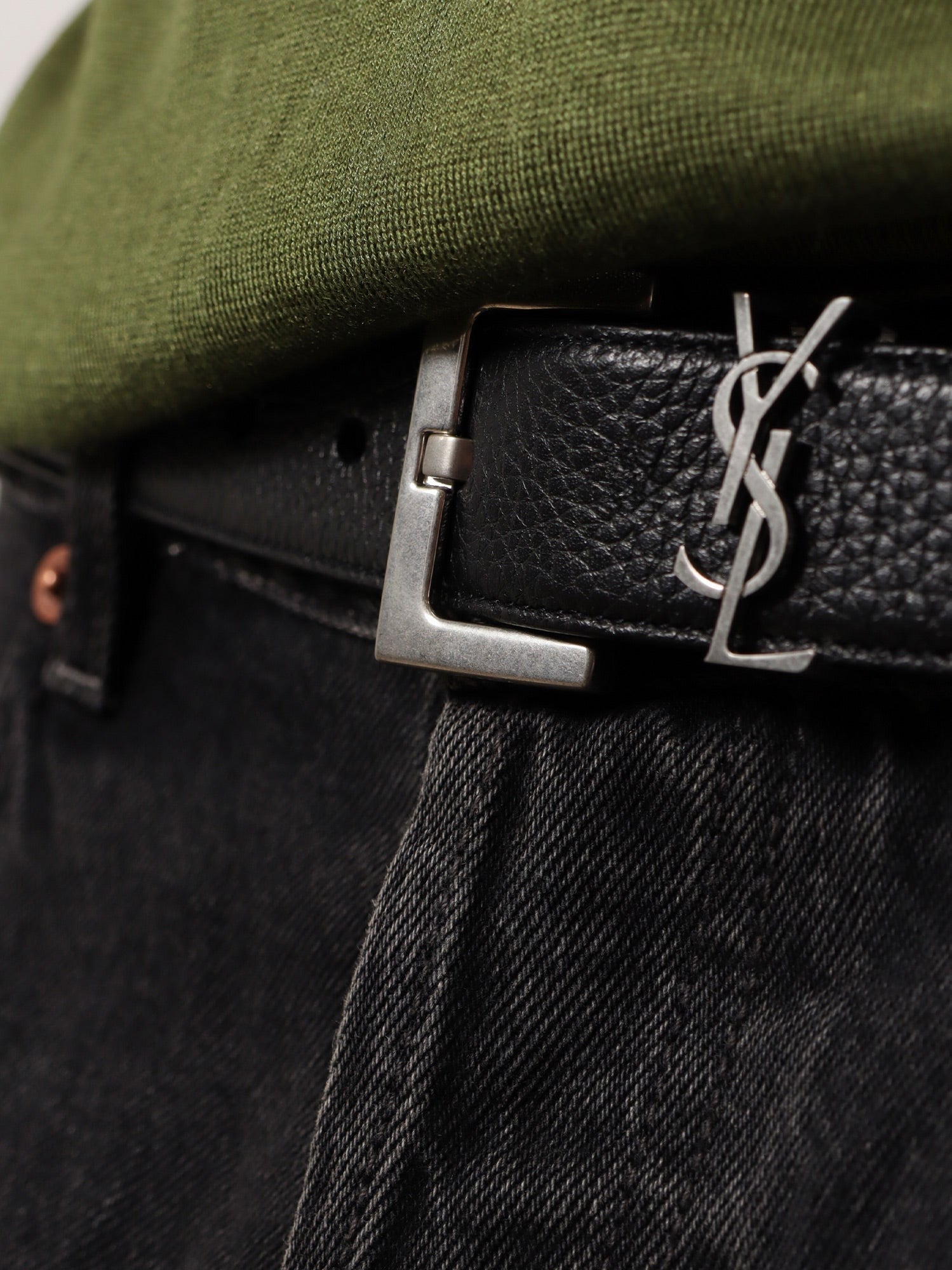 Saint Laurent Men's Leather Belt Black