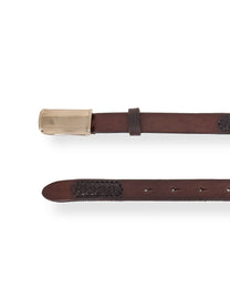 Brunello Cucinelli Men's Leather Belt Gold, view 4