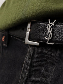 Saint Laurent Men's Leather Belt Black