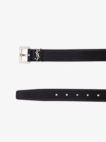 Saint Laurent Men's Leather Belt Black