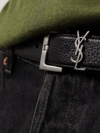 Saint Laurent Men's Leather Belt Black, view 2