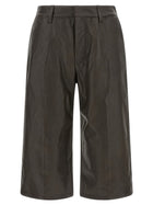 Lemaire Leather Bermuda Shorts Brown