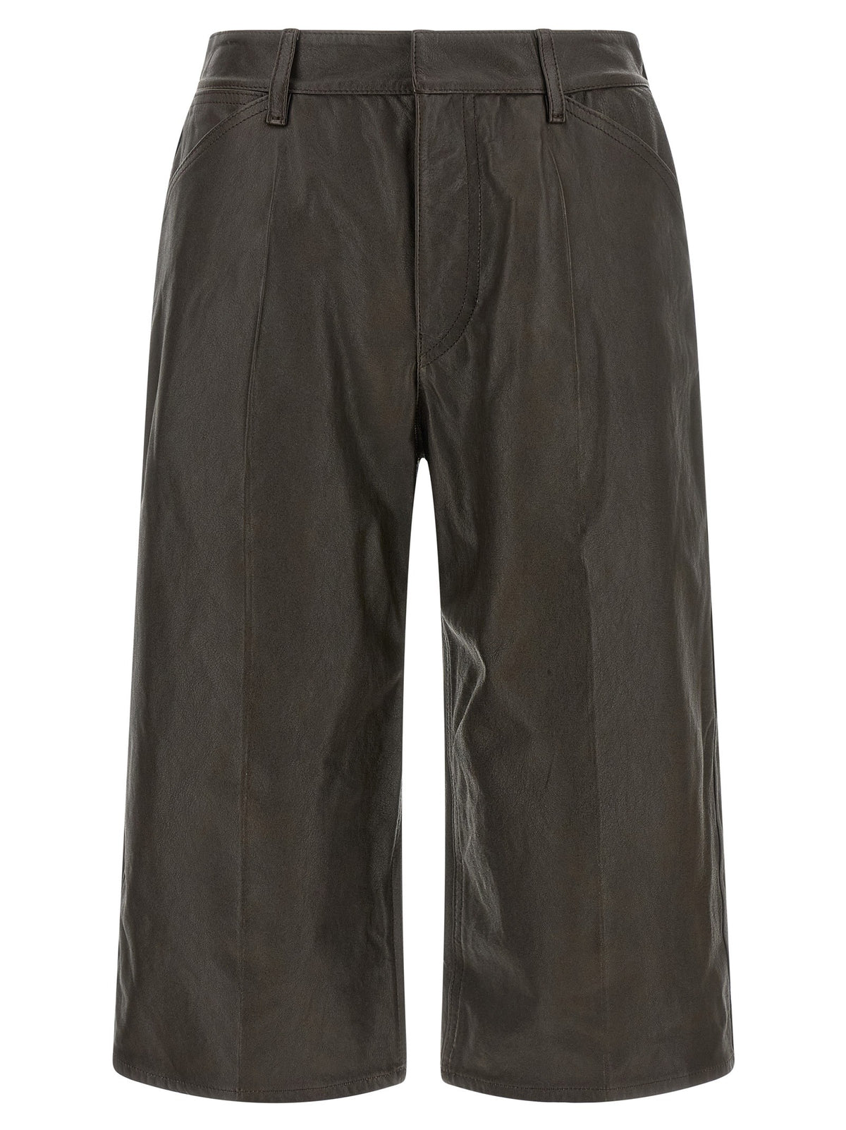 Lemaire Leather Bermuda Shorts Brown