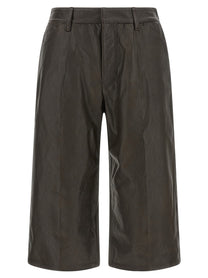Lemaire Leather Bermuda Shorts Brown