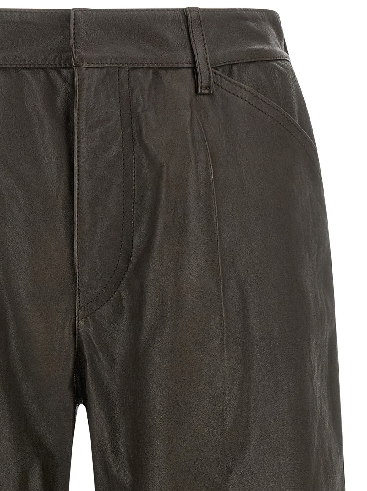 Lemaire Leather Bermuda Shorts Brown, view 3