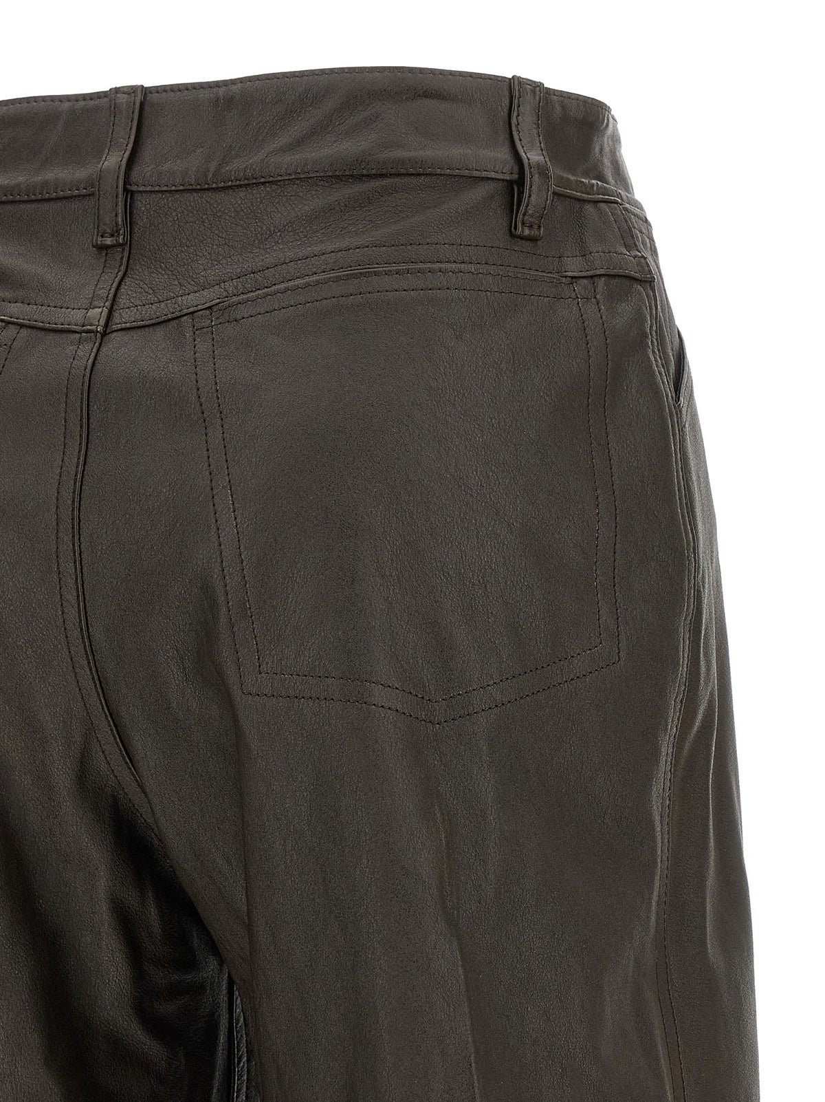Lemaire Leather Bermuda Shorts Brown, view 4