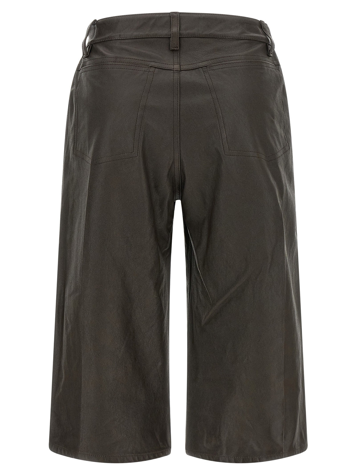 Lemaire Leather Bermuda Shorts Brown, view 2