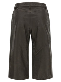 Lemaire Leather Bermuda Shorts Brown, view 2
