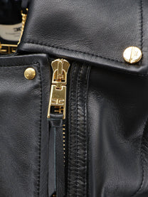 Elisabetta Franchi Women's Leather Biker Jacket Black