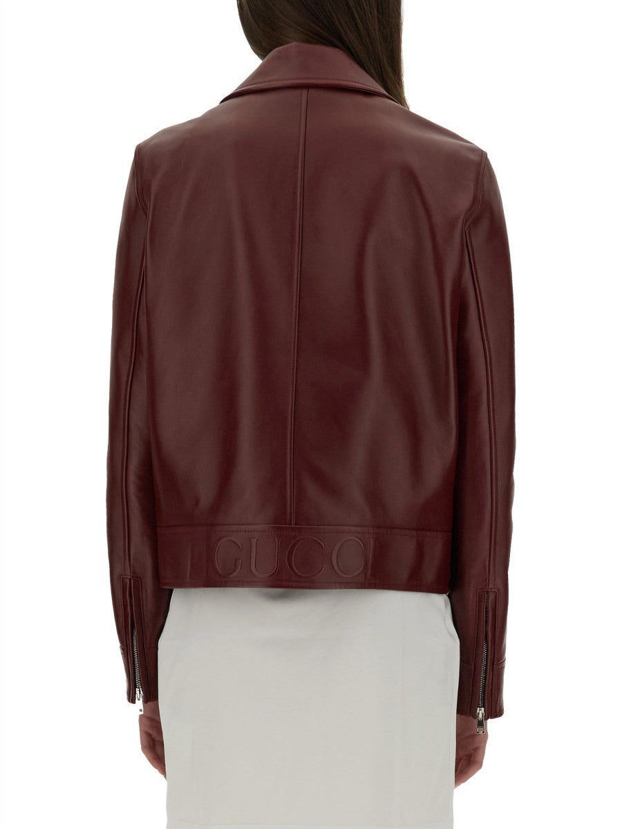 Gucci Women's Leather Biker Jacket Red