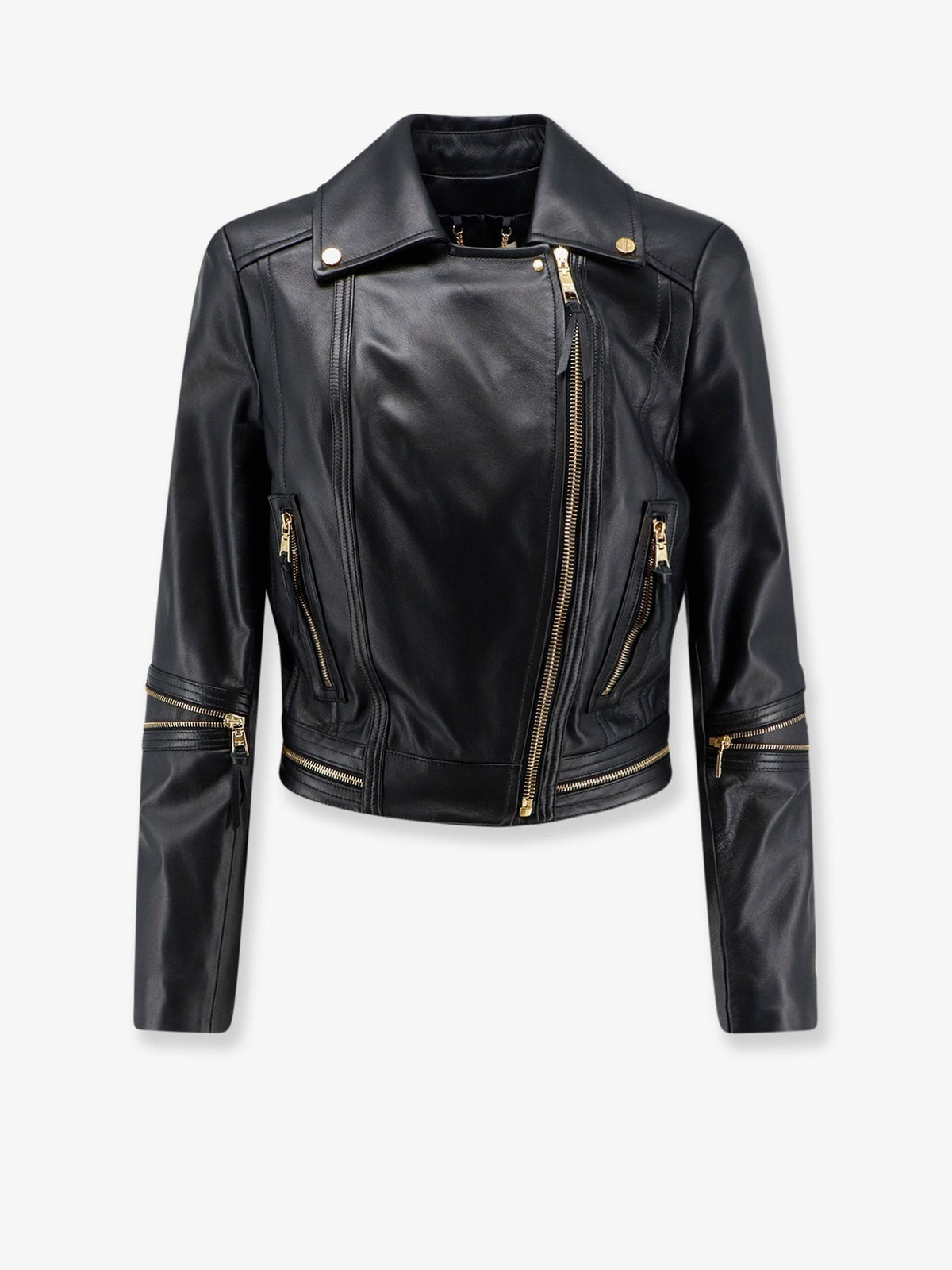 Elisabetta Franchi Women's Leather Biker Jacket Black