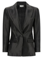 Balmain Leather Blazer Black
