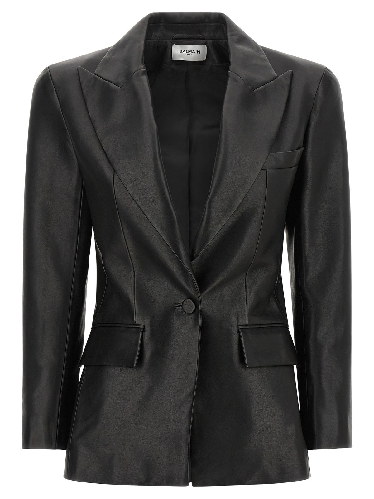 Balmain Leather Blazer Black