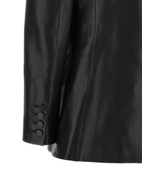 Balmain Leather Blazer Black