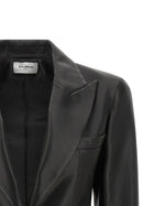 Balmain Leather Blazer Black, view 3