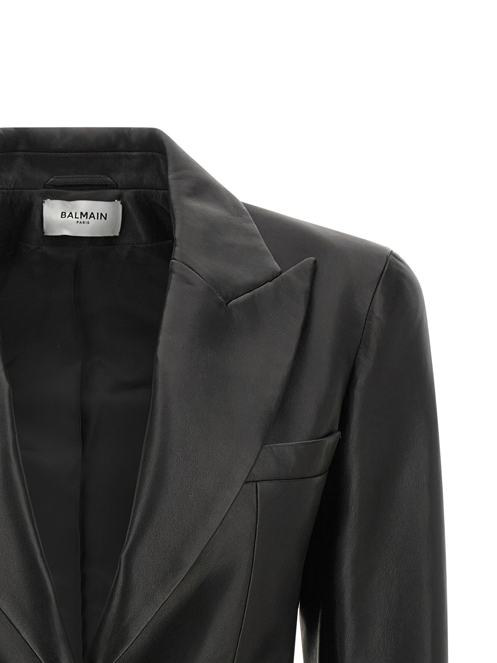 Balmain Leather Blazer Black