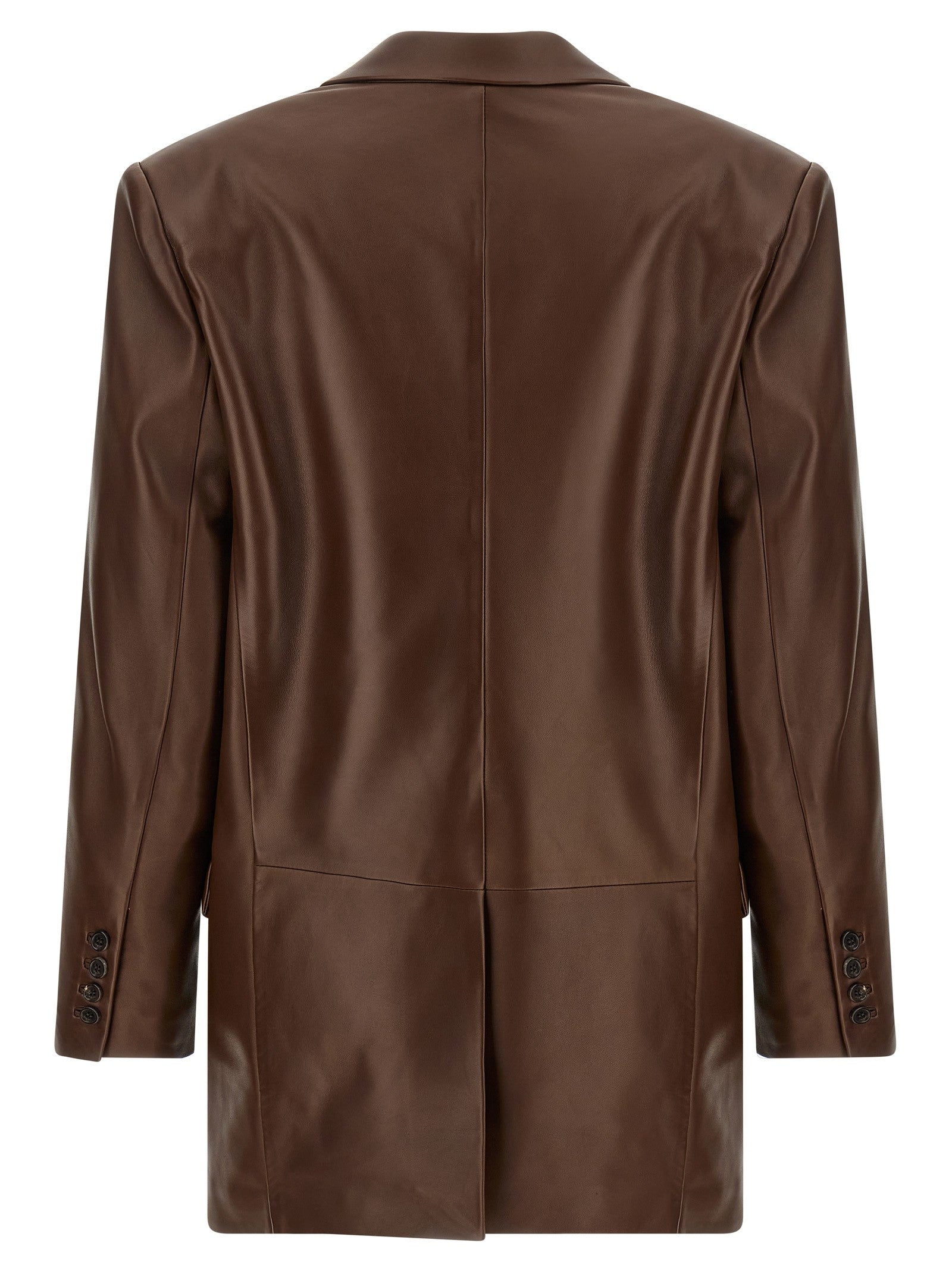 Saint Laurent Leather Blazer Brown