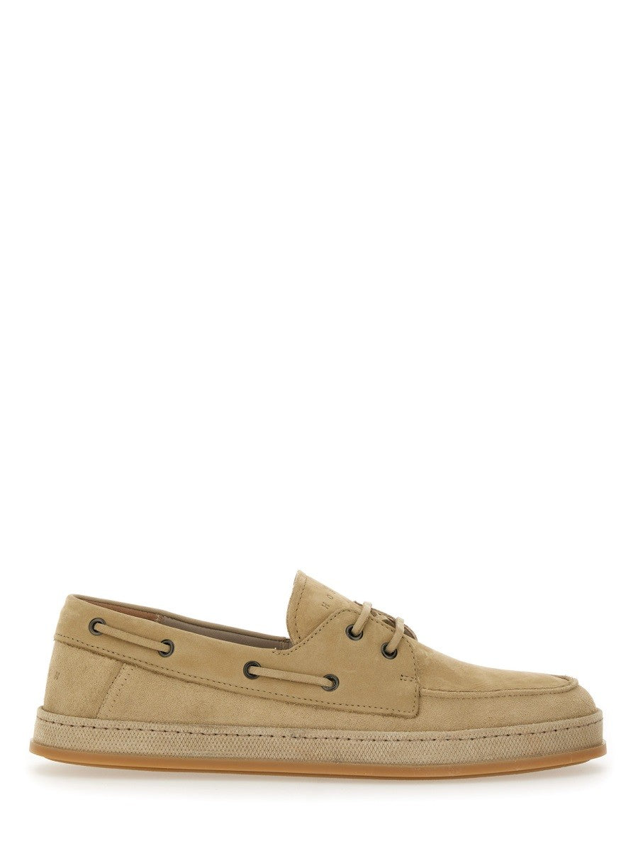 Hogan Men's Leather Boat Moccasin Beige Hogan