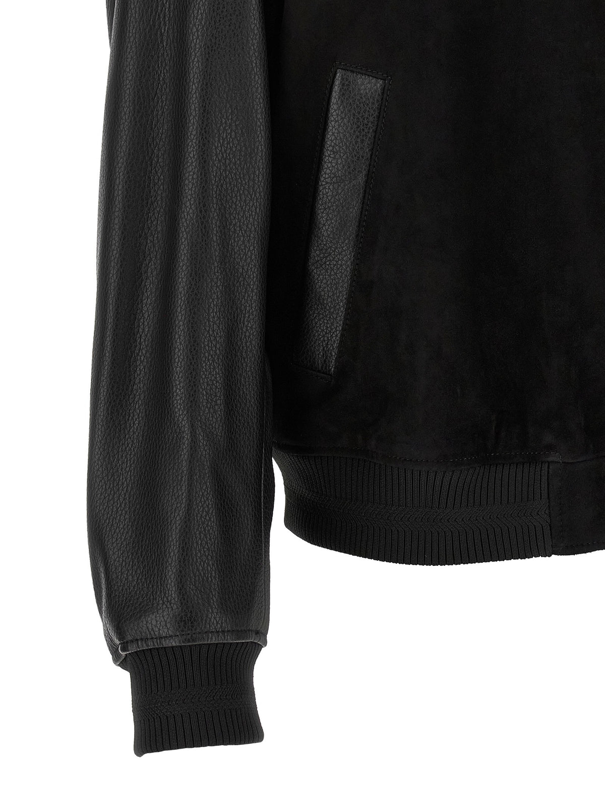 HUGO BOSS Leather Bomber Jacket Black