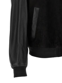 HUGO BOSS Leather Bomber Jacket Black