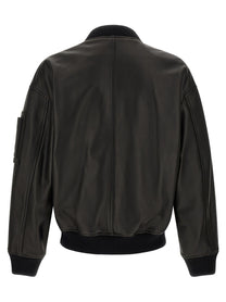 Dsquared2 Leather Bomber Jacket Black