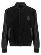 HUGO BOSS Leather Bomber Jacket Black