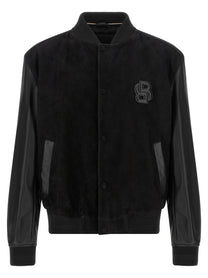 HUGO BOSS Leather Bomber Jacket Black