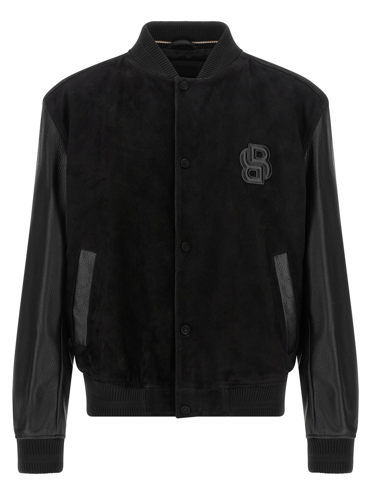 HUGO BOSS Leather Bomber Jacket Black