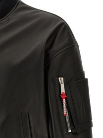 Dsquared2 Leather Bomber Jacket Black
