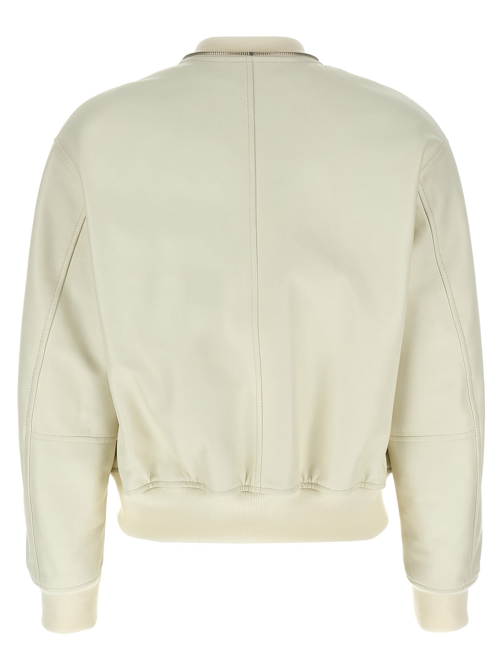 Jil Sander Leather Bomber Jacket White