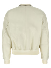 Jil Sander Leather Bomber Jacket White