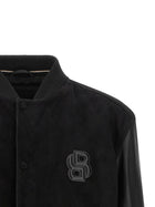HUGO BOSS Leather Bomber Jacket Black, view 3