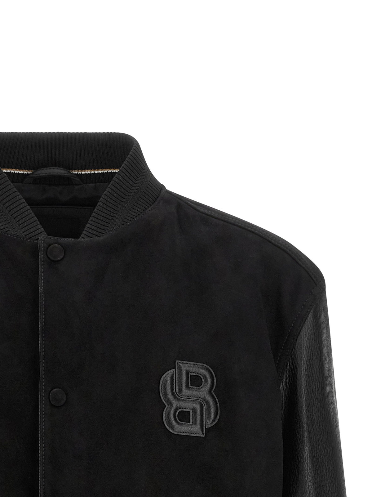 HUGO BOSS Leather Bomber Jacket Black