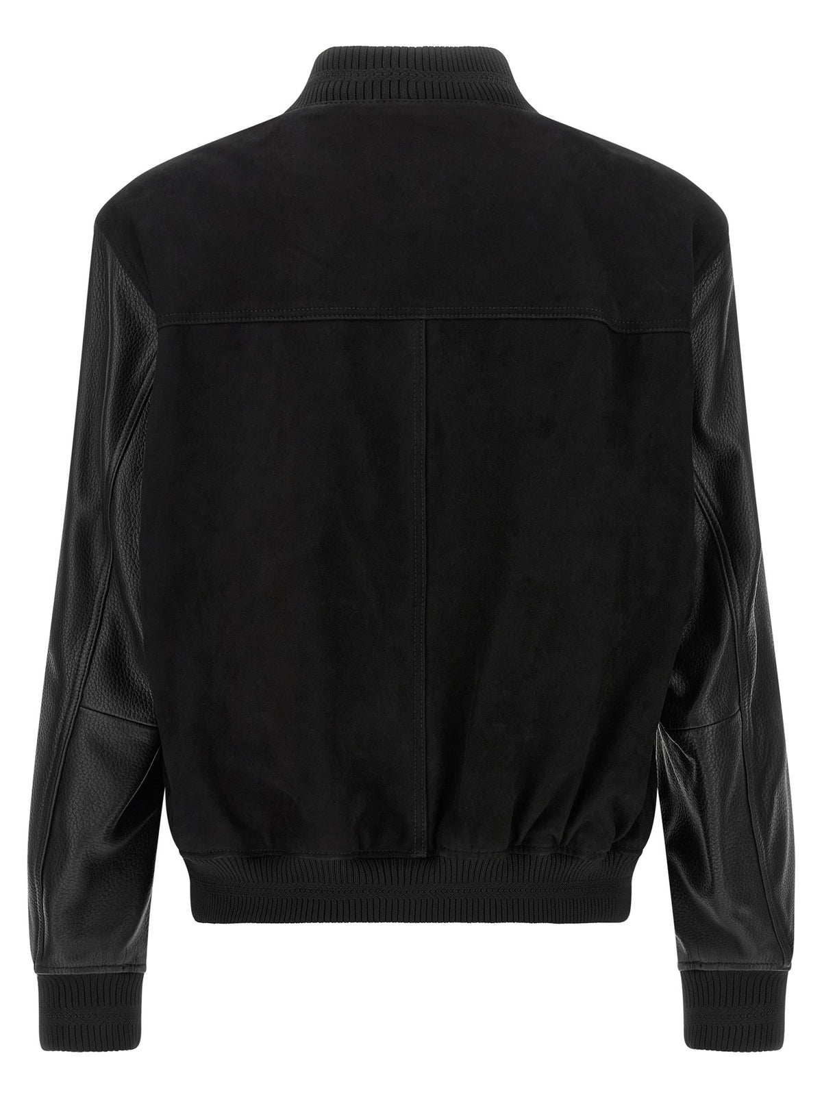 HUGO BOSS Leather Bomber Jacket Black