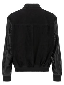 HUGO BOSS Leather Bomber Jacket Black