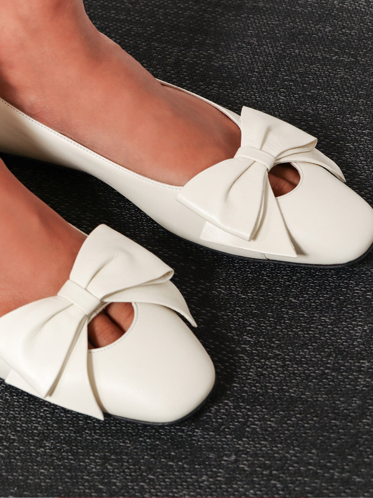 Valentino Women's Leather Bowow Ballerinas White, view 2