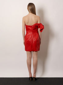Givenchy Women's Leather Bustier Dress Red