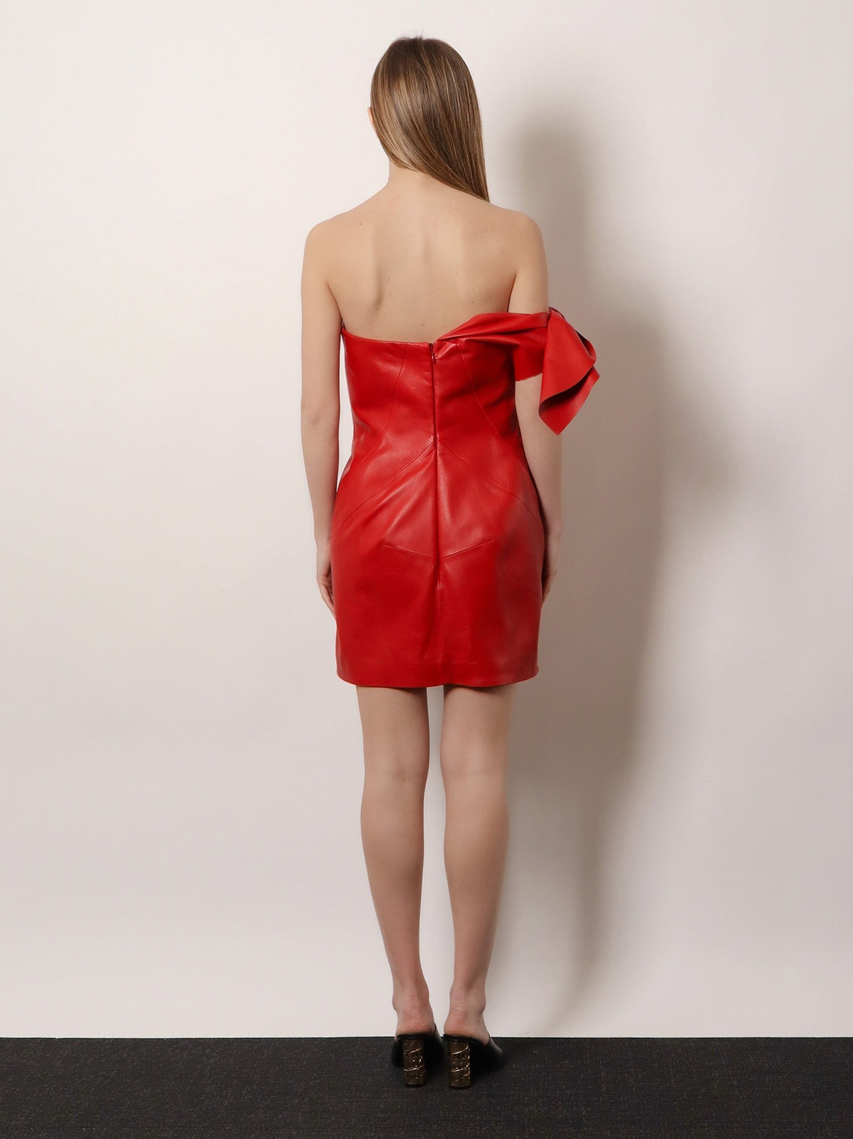 Givenchy Women's Leather Bustier Dress Red, view 3