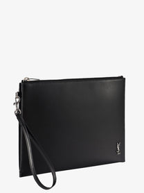 Saint Laurent Men's Leather Clutch Black Saint Laurent