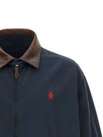 PRADA Leather Collar Jacket Blue