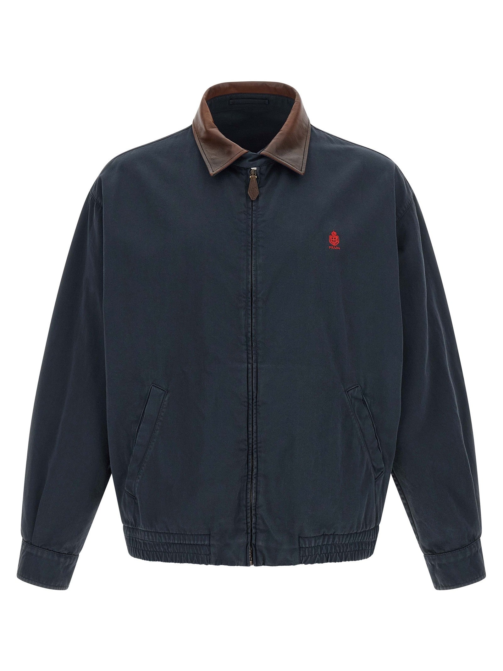 PRADA Leather Collar Jacket Blue