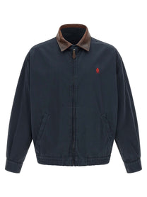 PRADA Leather Collar Jacket Blue