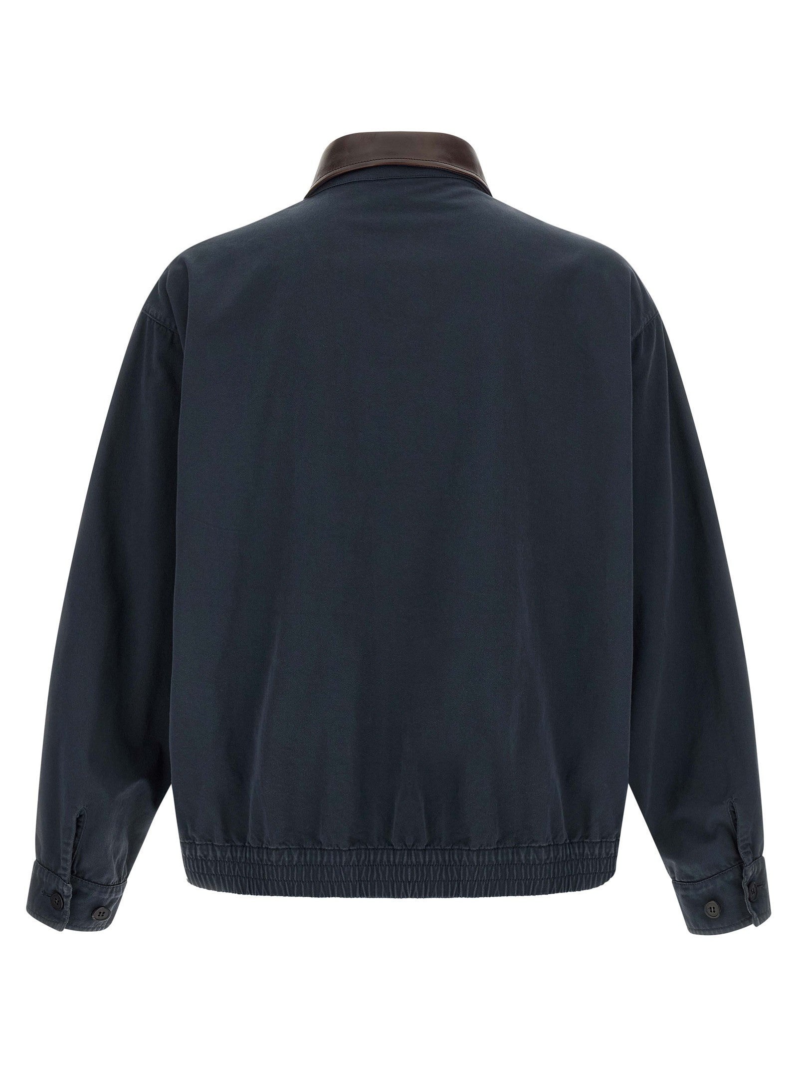 PRADA Leather Collar Jacket Blue