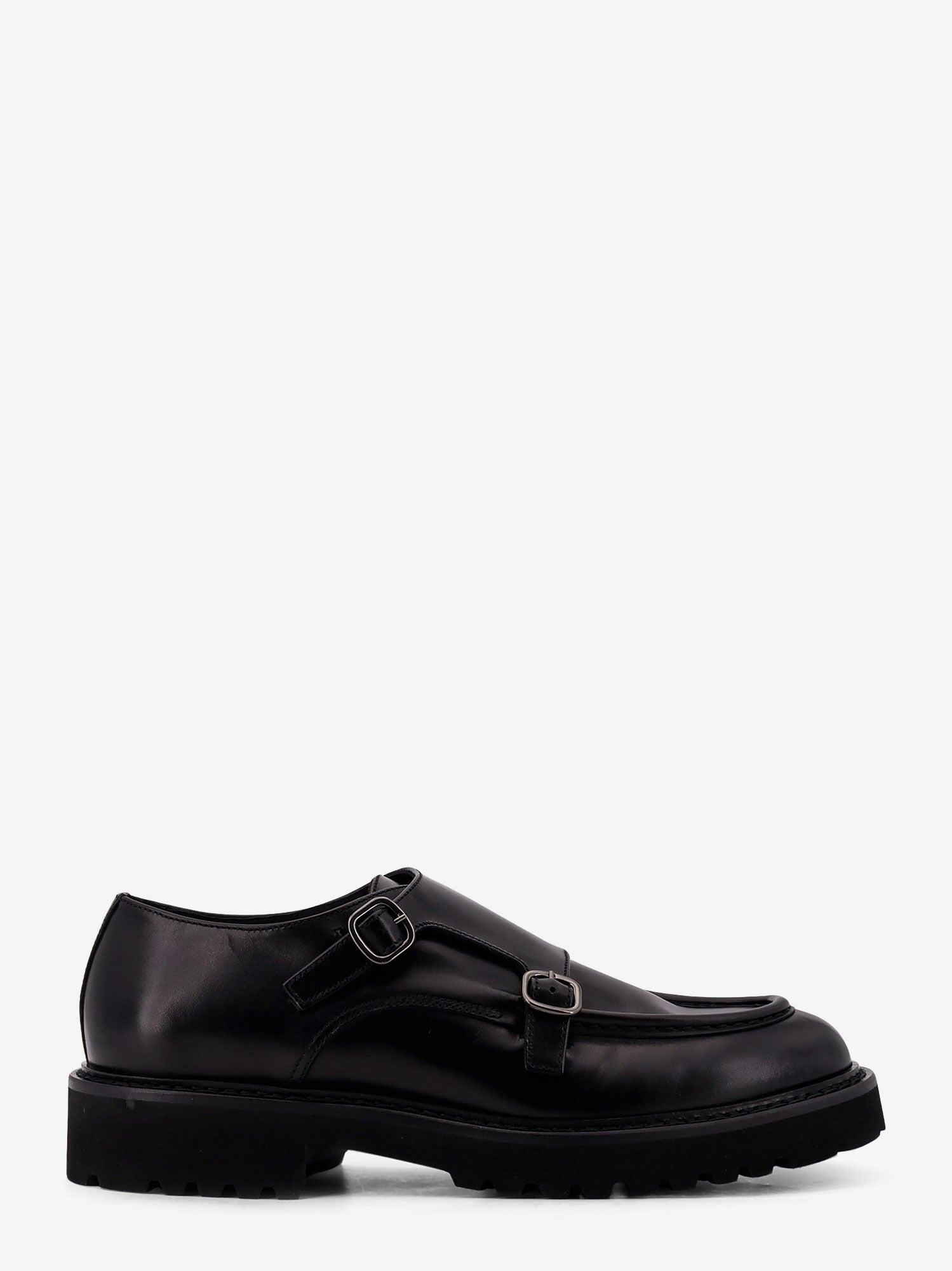 Doucal's Men's Leather Double Buckle Loafers Black
