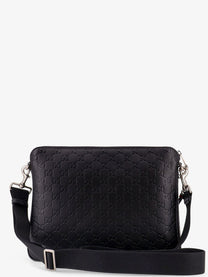 Gucci Men's Leather GG Emblem Crossbody Bag Black