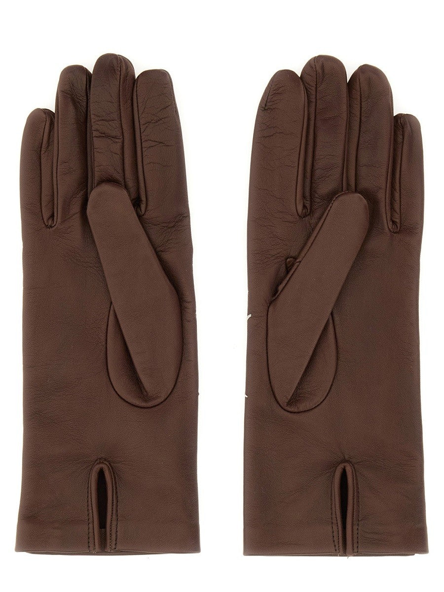Maison Margiela Women's Leather Gloves Brown